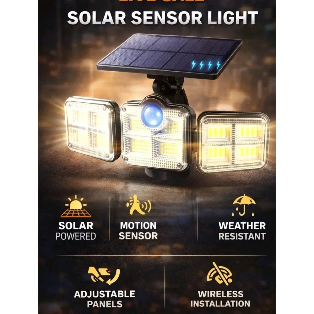 3 Head LED Split Solar Wall Lamp Fl-1725a Outdoor Solar Wall Light Lot of 2 New